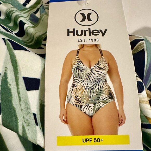 New Hurley One Piece Swimsuit Size L Cayman Palms Print Bathing Suit UPF 50+ - Picture 16 of 16